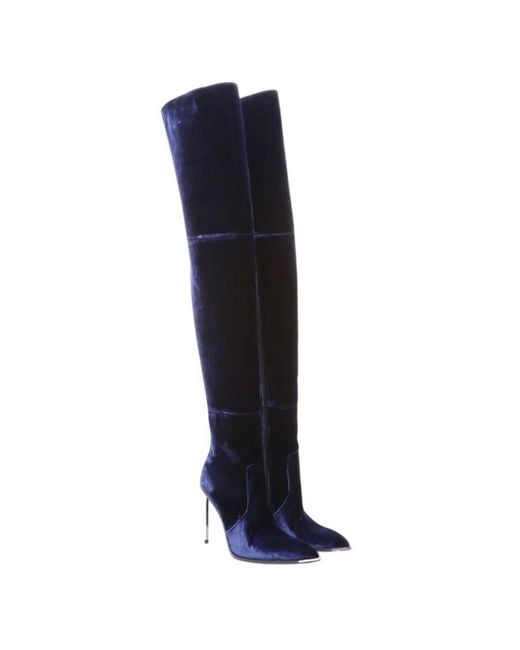 Bally Black Hedy Velvet Long Stiletto Boots, Brand Size 37 Us