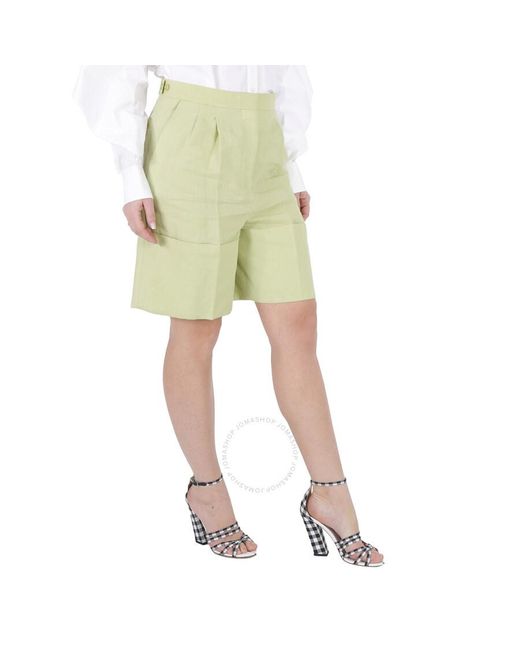 Burberry Green Mist Therry Cuff Detail Tailored Shorts