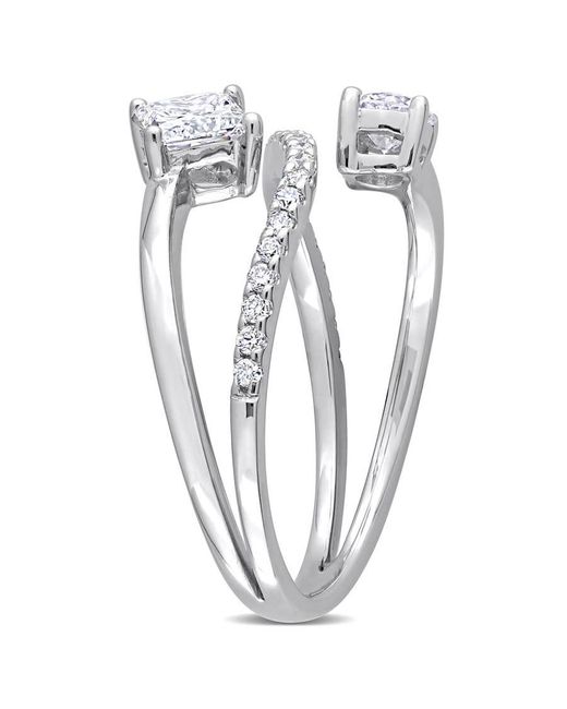 Created Forever Metallic 4/5 Ct Tw Princess & Round Lab Created Diamond 2-Stone Bypass Crossover Ring