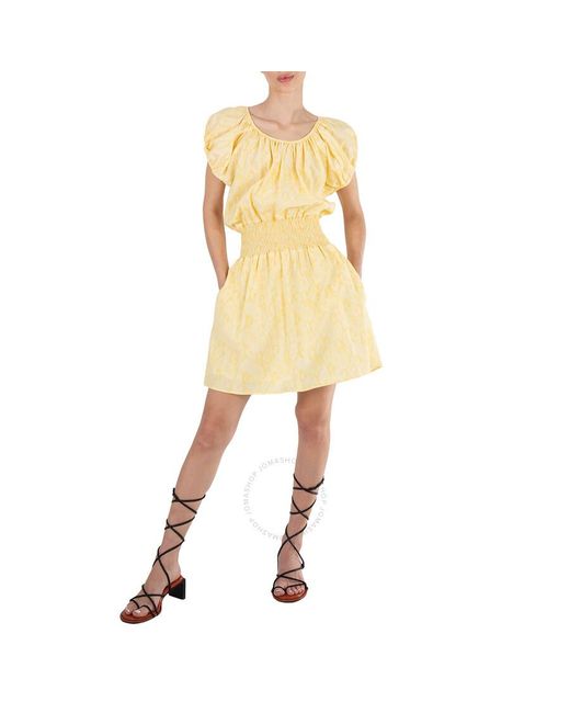 KENZO Yellow Lemon Gingham Snakeskin A-Line Mini Dress, Brand Size 38 (Us