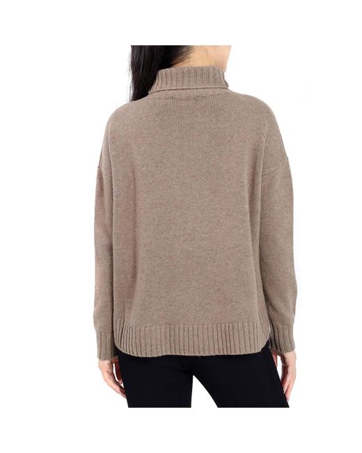 Max Mara Brown Trau Wool And Cashmere High-neck Knitted Sweater