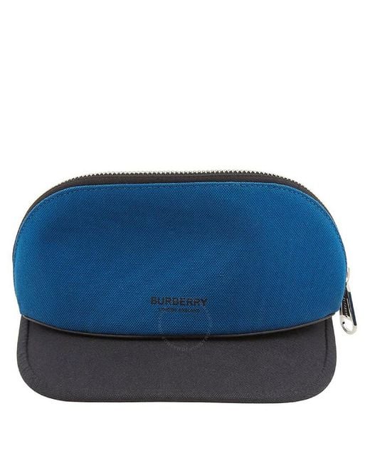 Burberry Blue Zip Pocket Detail Visor Hat
