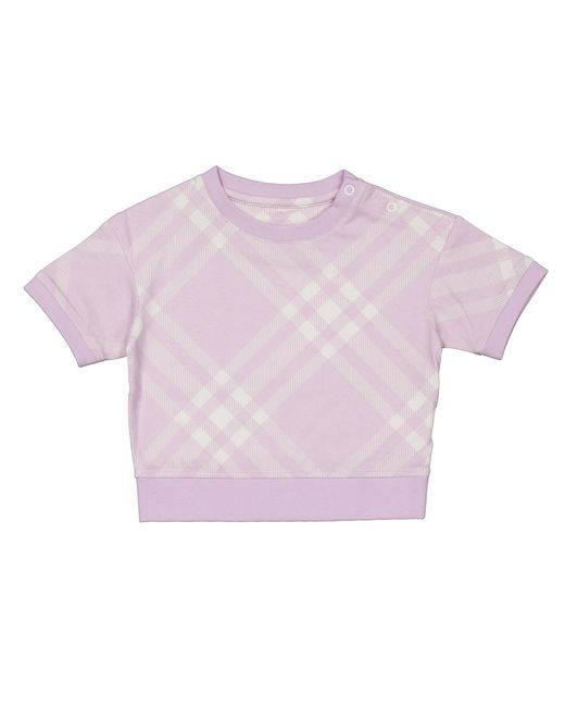 Burberry Purple Toddler Check Print Cotton Jersey T-Shirt
