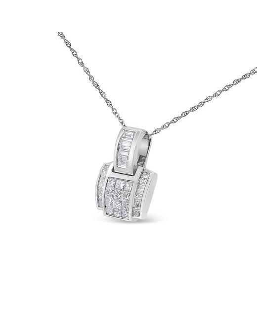 Haus of Brilliance White 14K 2 1/5 Cttw Princess Cut Composite Diamond Pendant With Diamond Bale Pendant (H-I Color,Si1-Si2 Clarity)