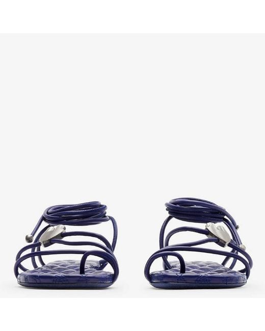 Burberry Blue Leather Ivy Shield Sandals, Brand Size 35 Us