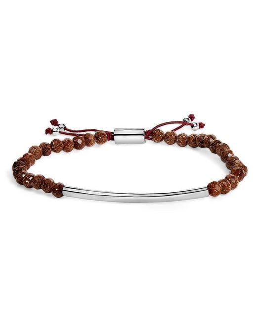 Haus of Brilliance Brown Sterling Sand Bead Station Bracelet Bolo