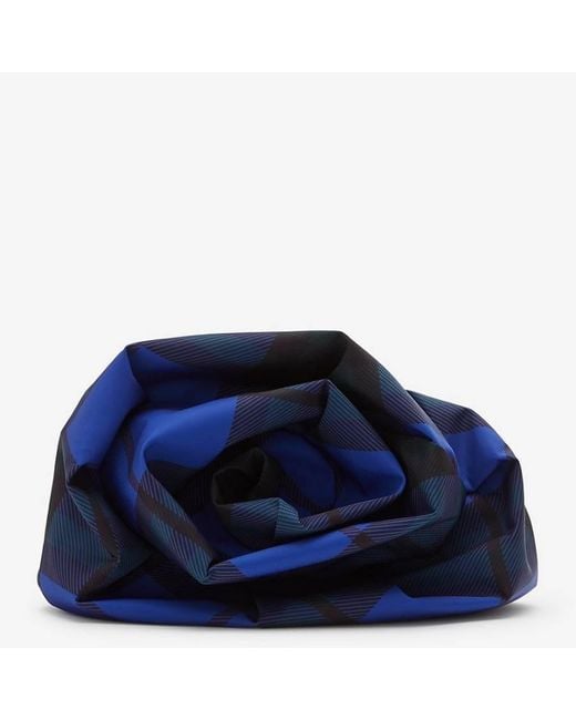 Burberry Blue Draped Clutch With Checkered Pattern