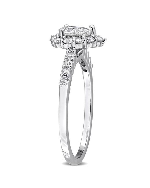 Created Forever Metallic 3/4Ct Tw Pear-Shaped Lab-Grown Diamond Halo Engagement Ring for men
