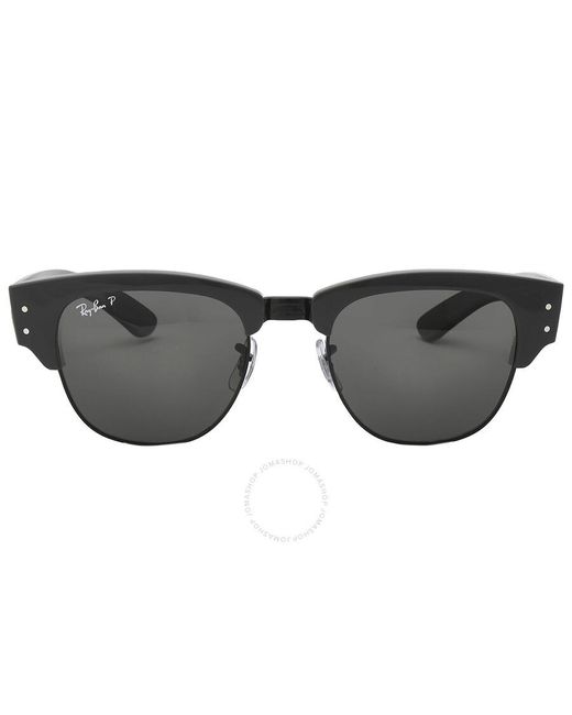 Ray-Ban Gray Mega Clubmaster Polarized Black Square Sunglasses Rb0316s 136748 53