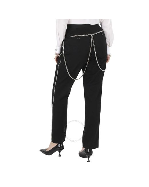 Burberry Black Runway Draped-chain Wool Tailored Trousers