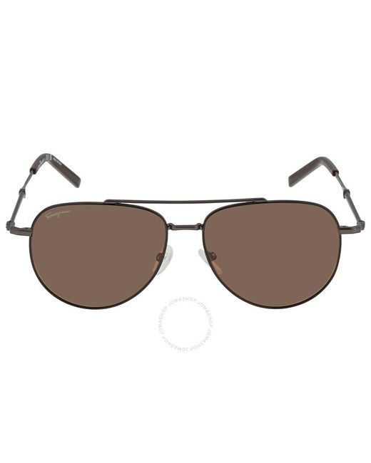 Ferragamo Brown Pilot Sunglasses Sf226s 021 58