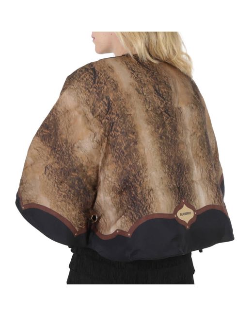 Burberry Brown Carrie Animal-print Silk Capelet