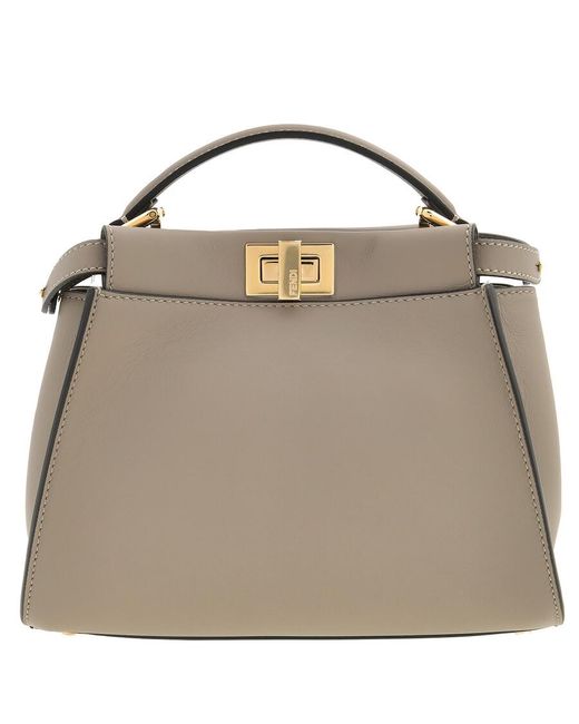 Fendi Natural Peekaboo Leather Handbag