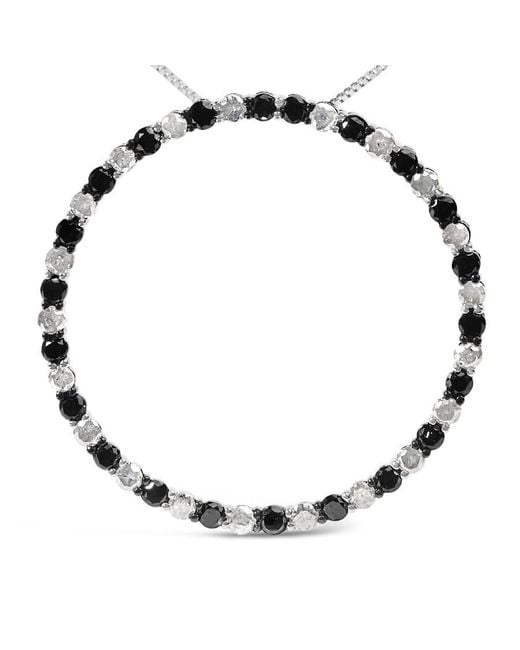 Haus of Brilliance Metallic 925 Sterling 3.0 Cttw Alternating And Diamond Open Hoop Circle Pendant Necklace