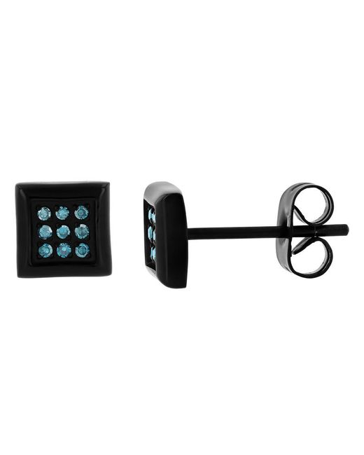 Robert Alton Black 1/10Ctw Diamond Stainless Steel With Finish Stud Earrings for men