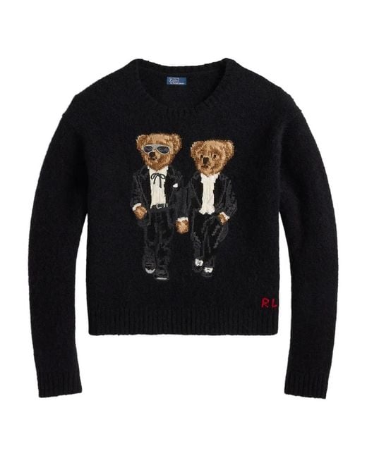 Polo Ralph Lauren Black Polo Bear Wool Blend Sweater