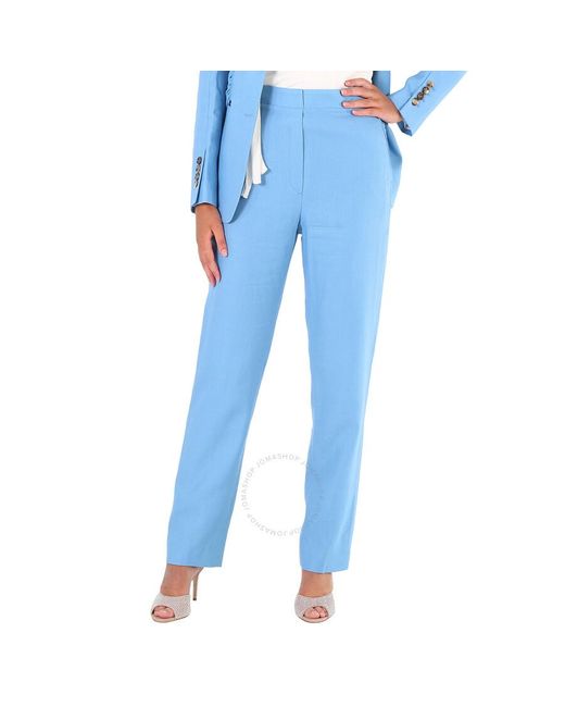 Burberry Blue Topaz Jersey Sash Detail Tailored Trousers