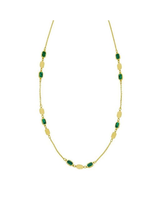 Tresorra Metallic 14K Hexagon Malachite Inlay Links Necklace