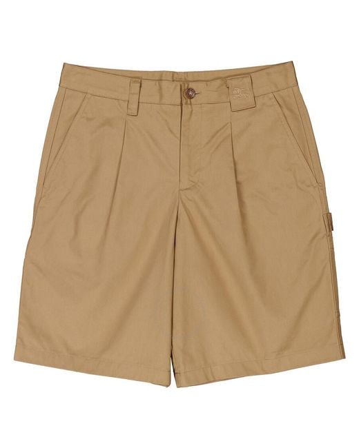 Burberry Natural Darwin Ekd Embroidered Cotton Cargo Shorts, Brand Size 50 (Waist for men