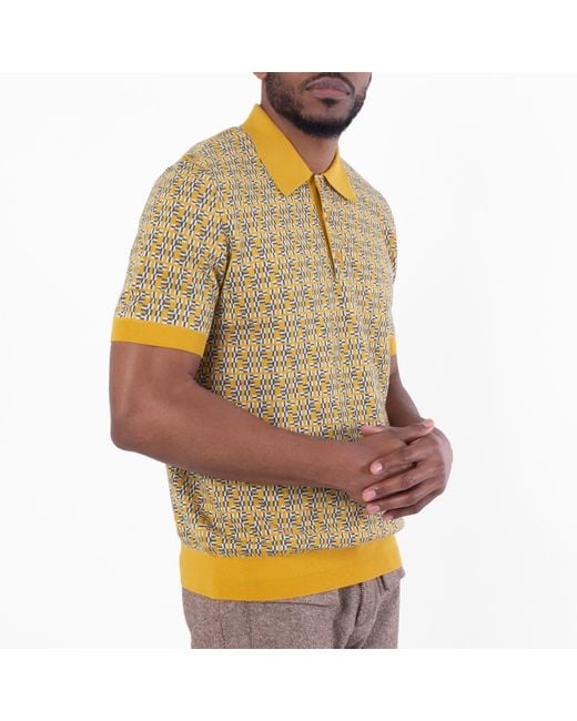 Fendi Green Ff Labyrinth Intarsia Polo Shirt, Brand Size 50 Us for men