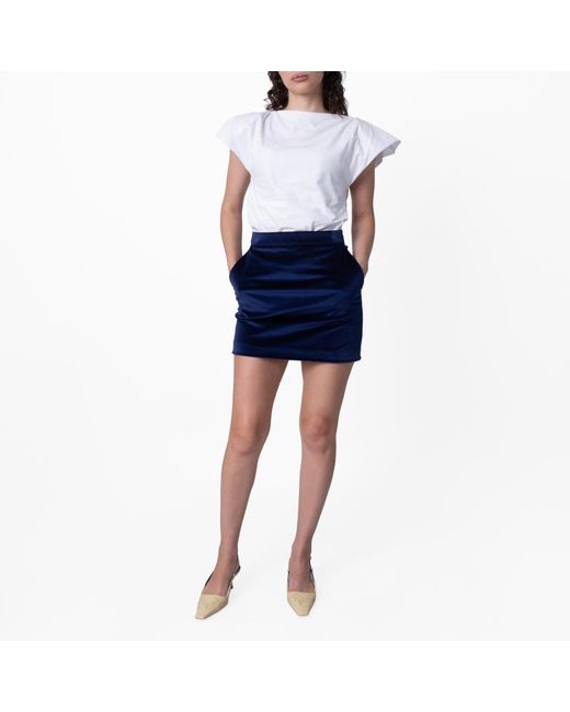 Bally Blue Marine Velvet Mini Skirt