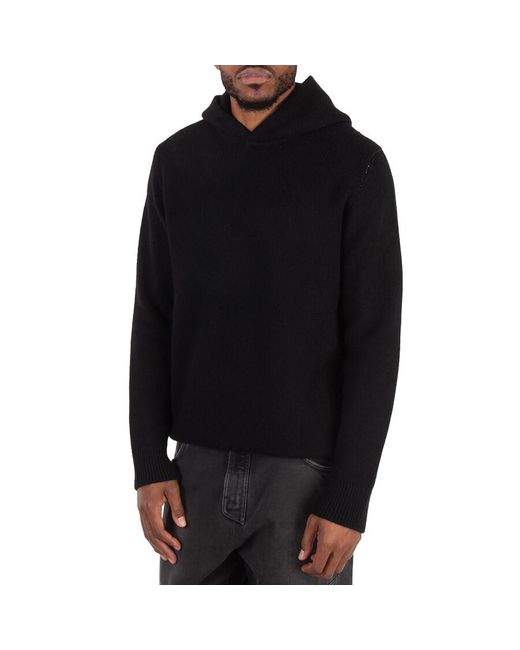Burberry Black Ekd Wool Cashmere Hoodie for men