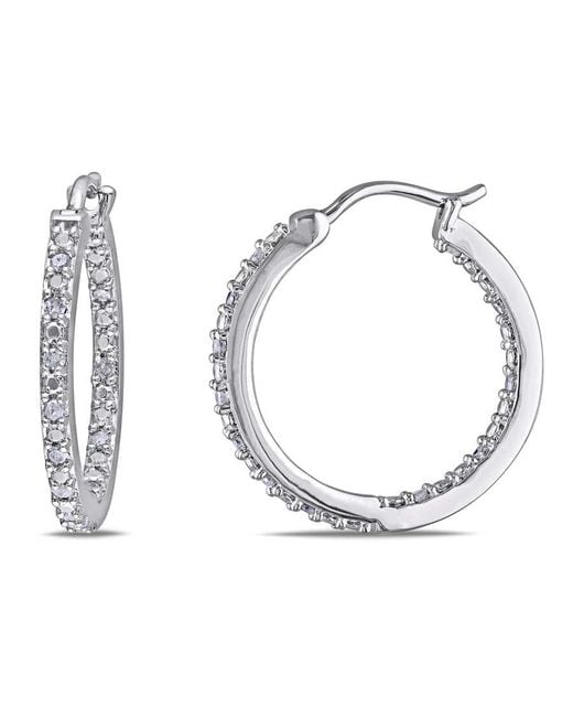 Amour Metallic 1/4 Ct Tw Diamond Inside Outside Hoop Earrings
