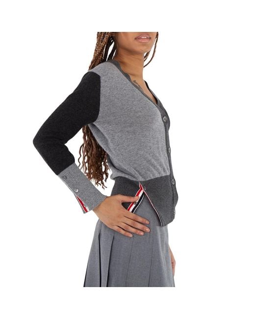 Thom Browne Black V-Neck Cashmere Funmix Cardigan