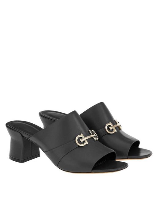 Ferragamo Black Ferragamo Ornella Leather Sandal