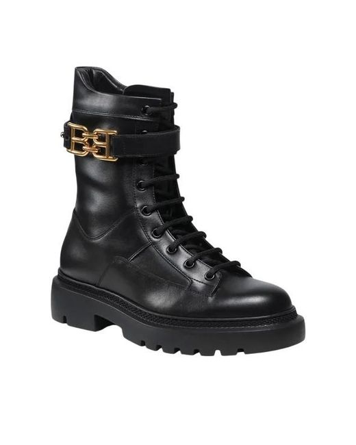 Bally Blue Gioele Leather Army Boots, Brand Size 39 Us