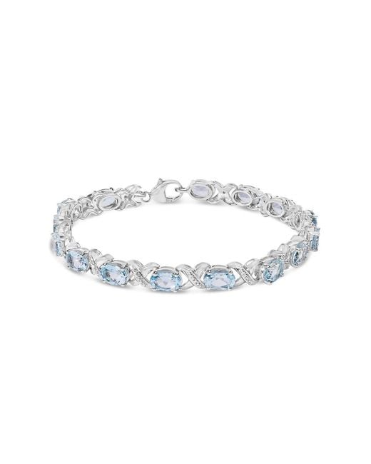 Haus of Brilliance Metallic 925 Sterling 16.0 Cttw Oval Topaz And Diamond Accent Tennis X Link Bracelet