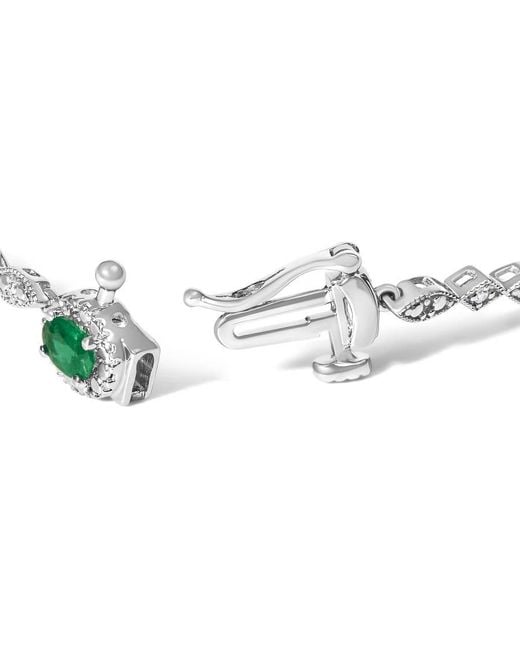 Haus of Brilliance Metallic 10K Oval Emerald & Diamond Alternating Link Bracelet