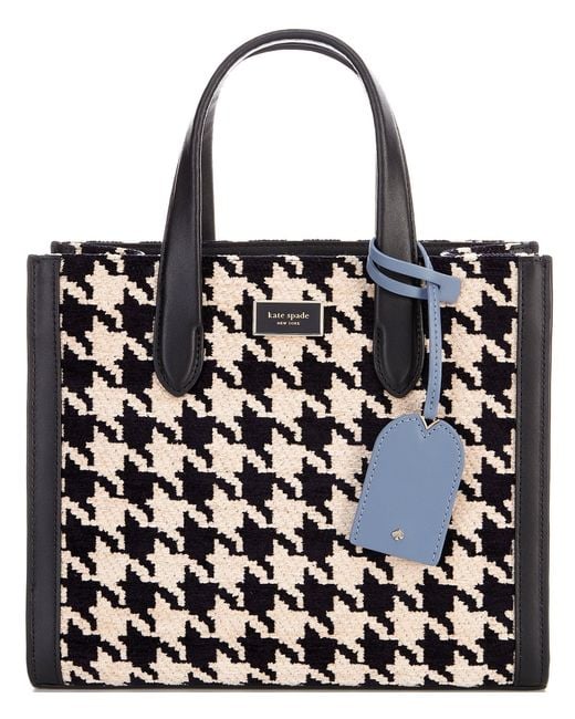 Kate Spade Black Manhattan Houndstooth Chenille Small Tote