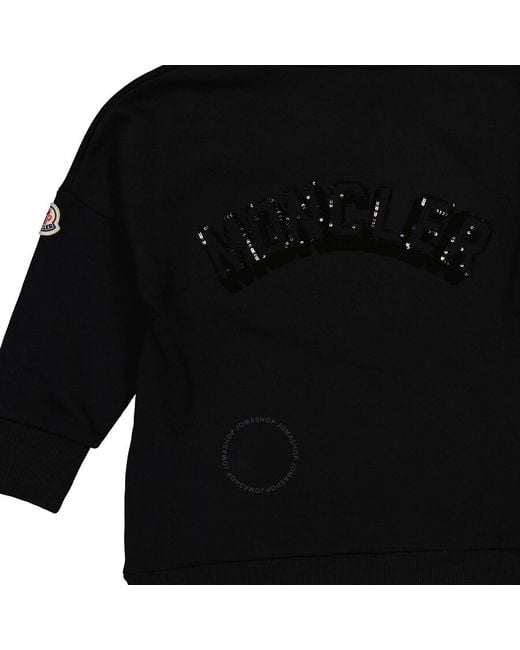 Moncler Black Girls Sequin Logo Hooded Jumper