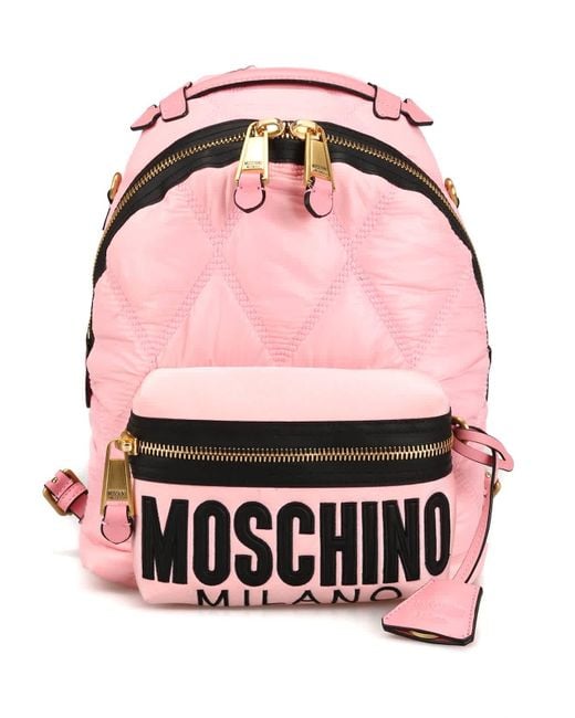 Moschino Pink Mchino Diamond Quilted Nylon Backpack