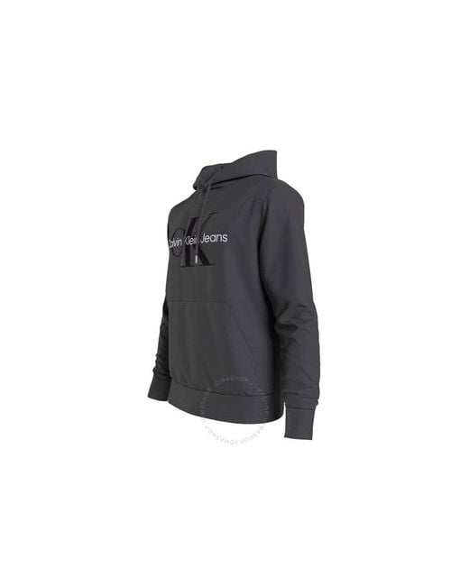 Calvin Klein Gray Seasonal Monologo Cotton Hoodie for men