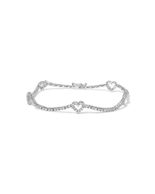 Haus of Brilliance Metallic 14K 1 1/2 Cttw Diamond Heart Station Strand Bracelet (H-I Color, I1-I2 Clarity)