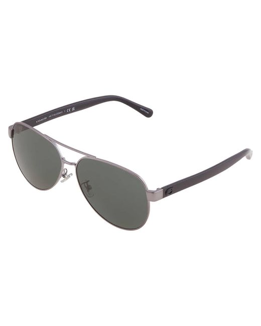 COACH Gray Green Pilot Sunglasses Hc7143 900471 61 for men