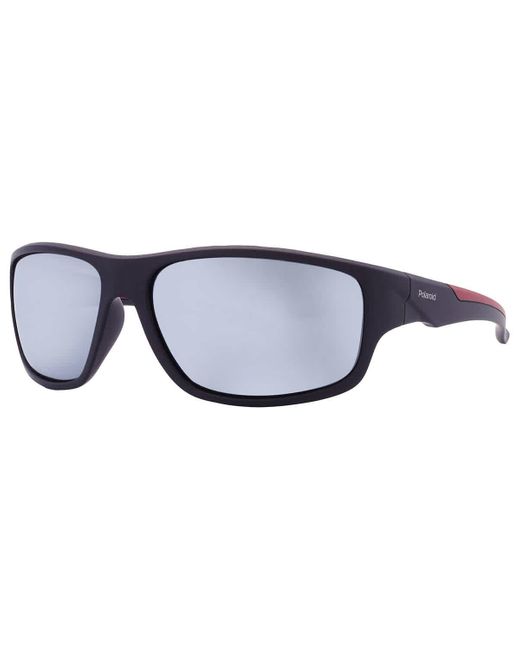 Polaroid Black Polarized Grey Wrap Sunglasses Pld 7010/s 0oit/ex 64 for men