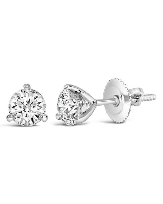 Haus of Brilliance Metallic 14K 1/2 Cttw 3-Prong Martini Set Brilliant Solitaire Lab Grown Diamond Stud Earrings
