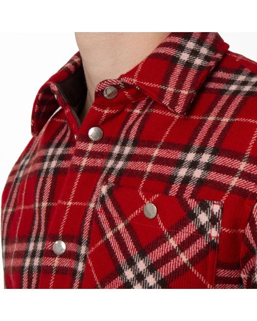 Burberry Red Check Wool Flannel Overshirt for men