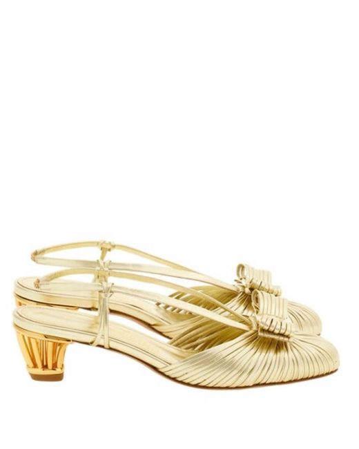 Ferragamo Metallic Vara Cage-Heel Slingback Pumps