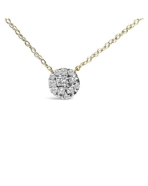 Haus of Brilliance Metallic 14K Plated Sterling 3/8 Cttw Diamond Cluster Pendant Necklace