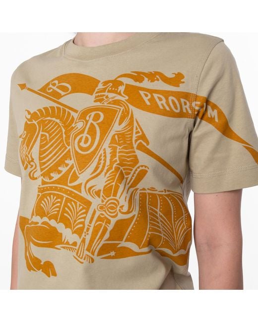 Burberry Natural Equestrian Knight Print Short Sleeve T-Shirt