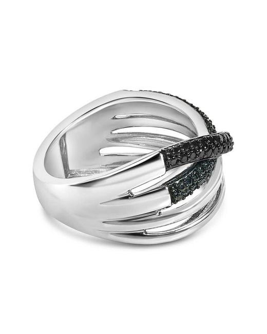 Haus of Brilliance Gray Sterling 1/2 Cttw And Diamond Crossover Bypass Ring for men
