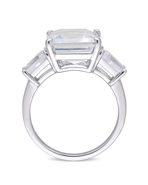 Amour Metallic 8 7/8 Ct Tgw Emerald And Tapered-Cut Topaz 3-Stone Ring