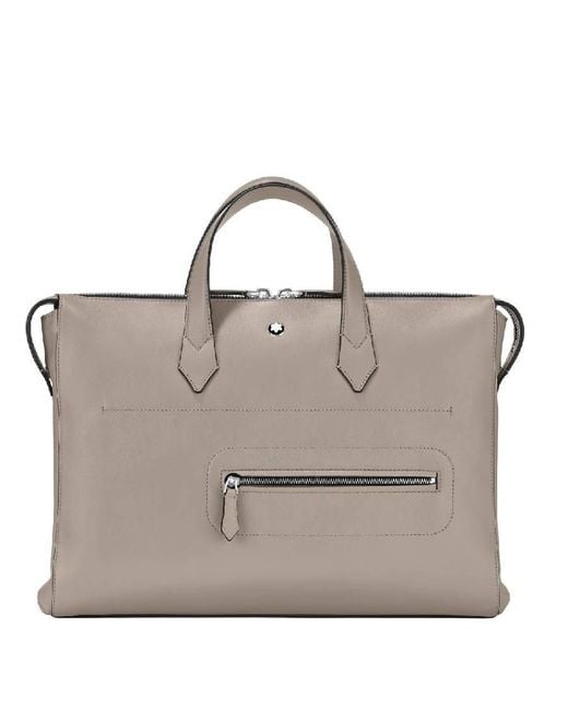 Montblanc Brown Zipper Leather Briefcase