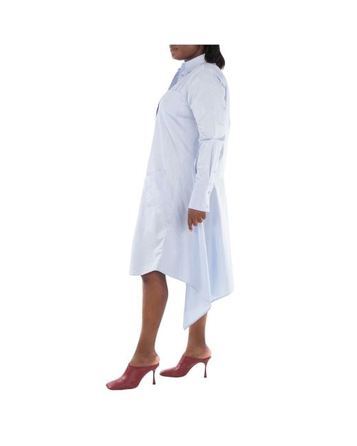 J.W. Anderson Blue Asymmetric Cotton Shirtdress, Brand Size 8 (Us