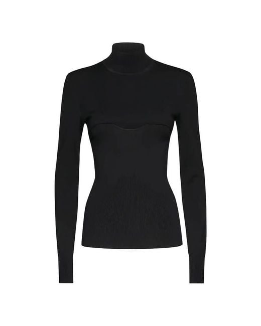 Ferragamo Black Long Sleeves Mock-Neck