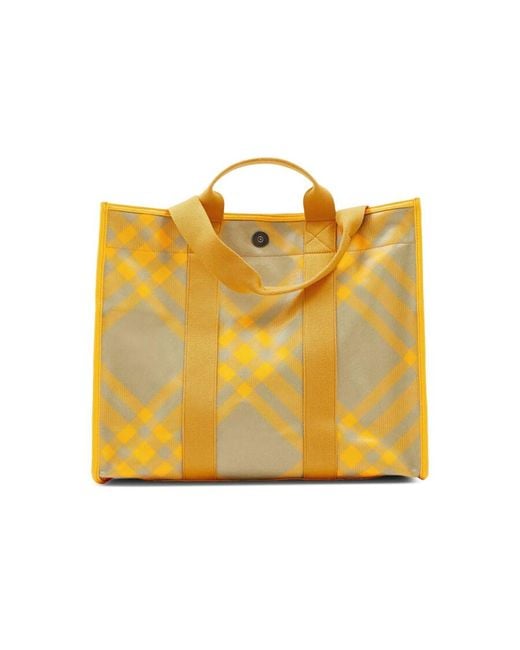 Burberry Yellow Tartan Tote Bag